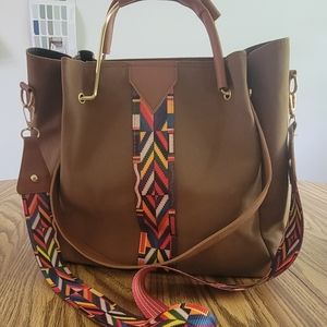 Faux Suede Bucket Shoulder Bag